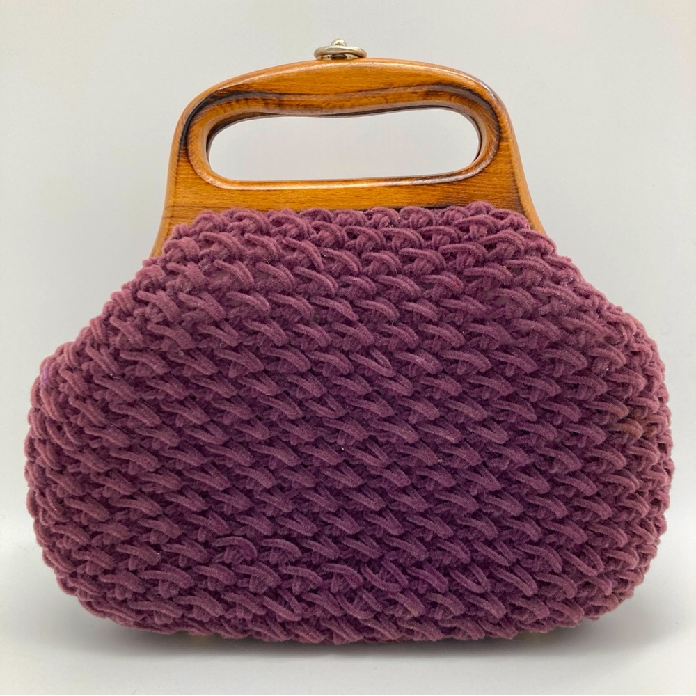 Vintage Contessa Woven Wooden Frame Top Handle Handbag